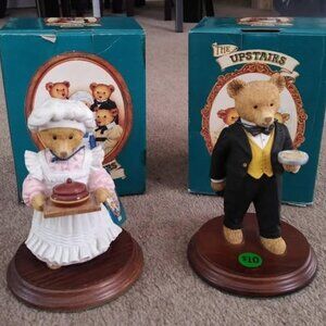 The Upstairs Downstairs Bears figurines, butler & maid